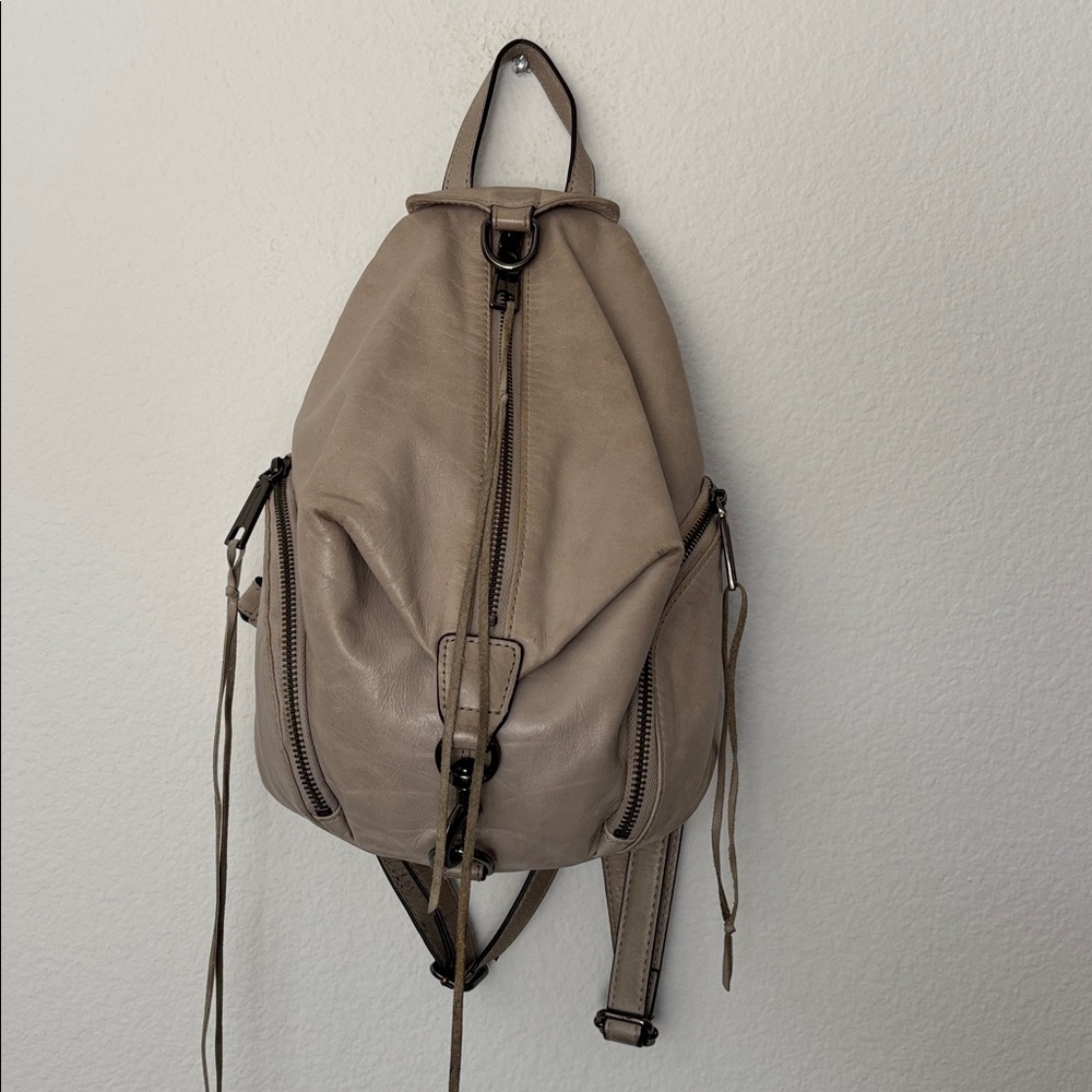 Rebecca Minkoff Taupe Leather Mini Backpack Neutral Contemporary Pockets